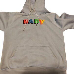 Women's Baby / Baby Blue Neck Powerblend Hoodie Grade B Size Large